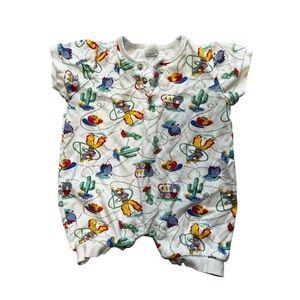 Vintage Agabang Baby Toddler 18 Month Romper Navy Cowboy Cactus  80s